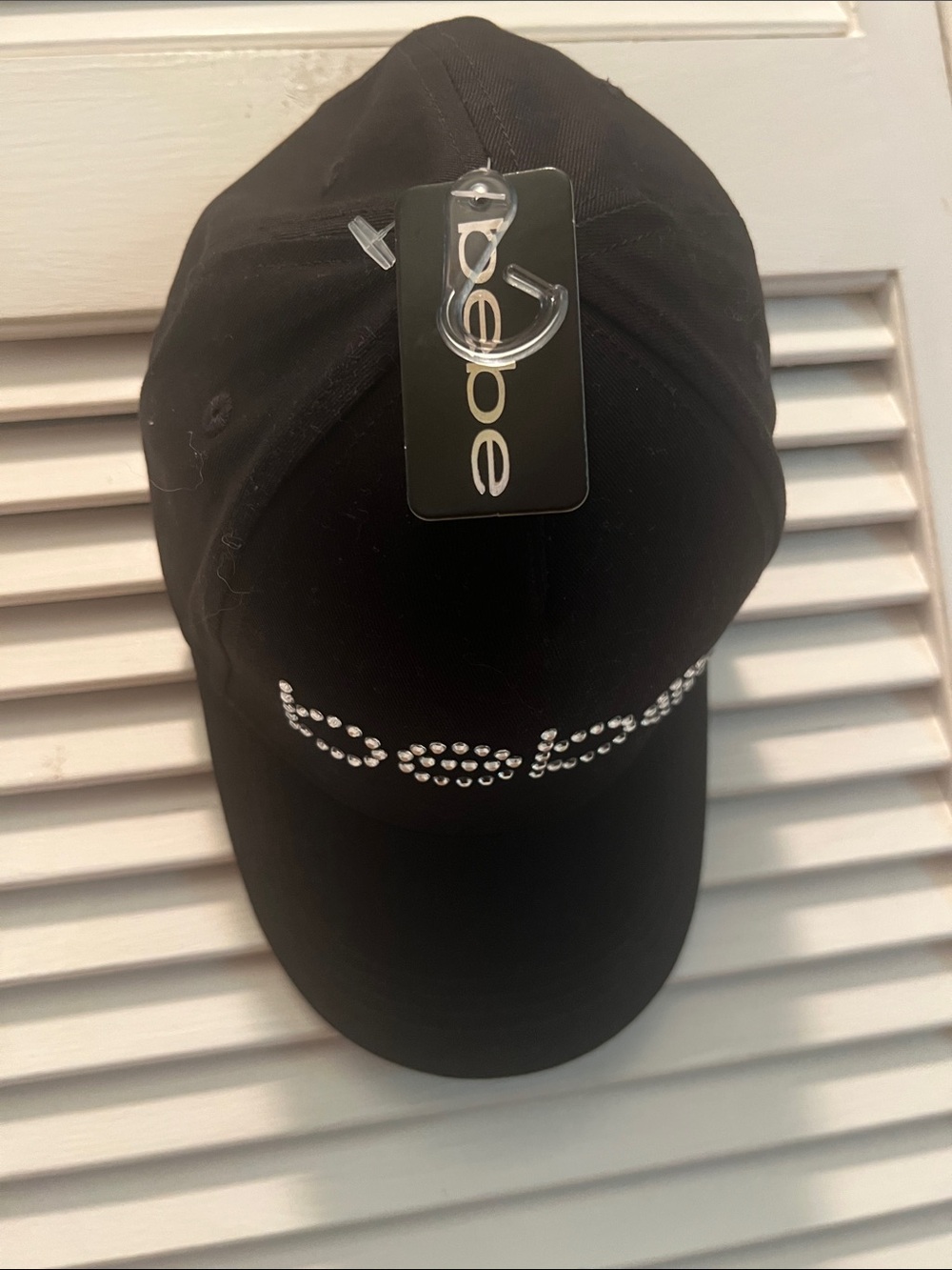 #2959**bebe Black Rhinestone Logo Cap - Picture 3 of 17